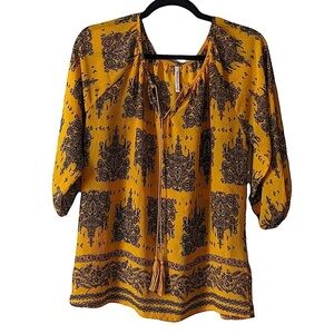 𝅺dna Couture Boho Style Print Blouse Size Small